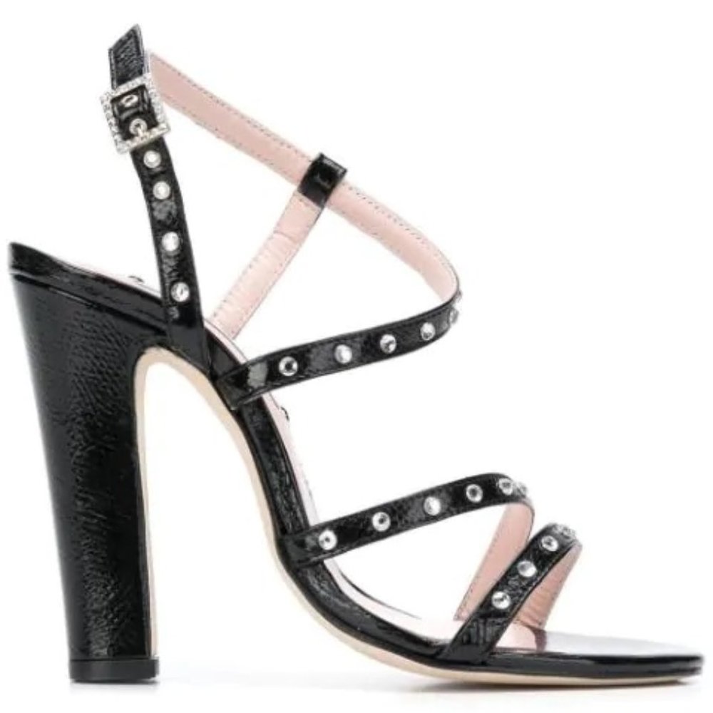Leandra Medine Patent Leather Studded Heels, New!